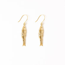Sally Fish Dimensional Dangle Earrings Brass