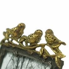 Pewter Frame with Gold Leaf Birds: Vertical