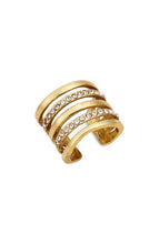 Embellished Multi Strand Ring - 24K Gold Plated: Gold