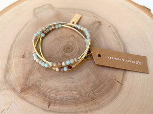 Gemstone Triple Wrap Bracelets: Amazonite