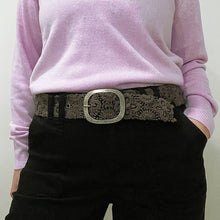 Midnight Oasis Embroidered Wool Belt: L