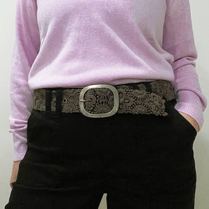 Midnight Oasis Embroidered Wool Belt: L
