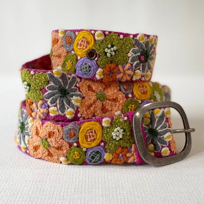 Wildflowers Embroidered Wool Belt: M