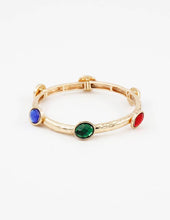 B25034 Glass Bead/Faux Pearl Adorned Stretch Bangle Bracelet: 04 CR