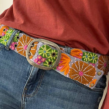 Evening Shade Floral Embroidered Wool Belt : S