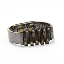 Interlocked Metal Bar Bracelet: Vintage Brown w Black Diamond