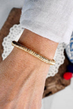 Heishi Disc Boho beaded stretchy bracelet Silver Gold Shell: Gold and Gray