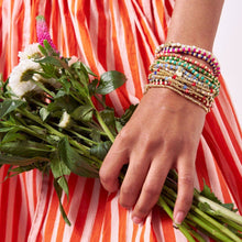 Ashley Small Brass + Crystal Stretch Bracelet Coral + Gold Wholesale