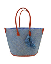 Santa Ynez Small Woven Straw Tote Bag with Tassel Charm: Cappuccino