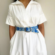 Forget-Me-Not Floral Embroidered Wool Belt: S