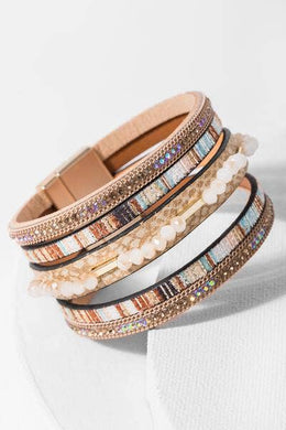 Cheerful Beaded Multi-Strand Leather Bracelet