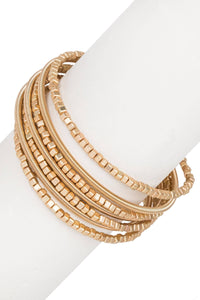 Scarlett Metallic Beaded Bracelet: Silver