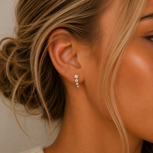 Mini Crawler - White CZ - Gold Earrings