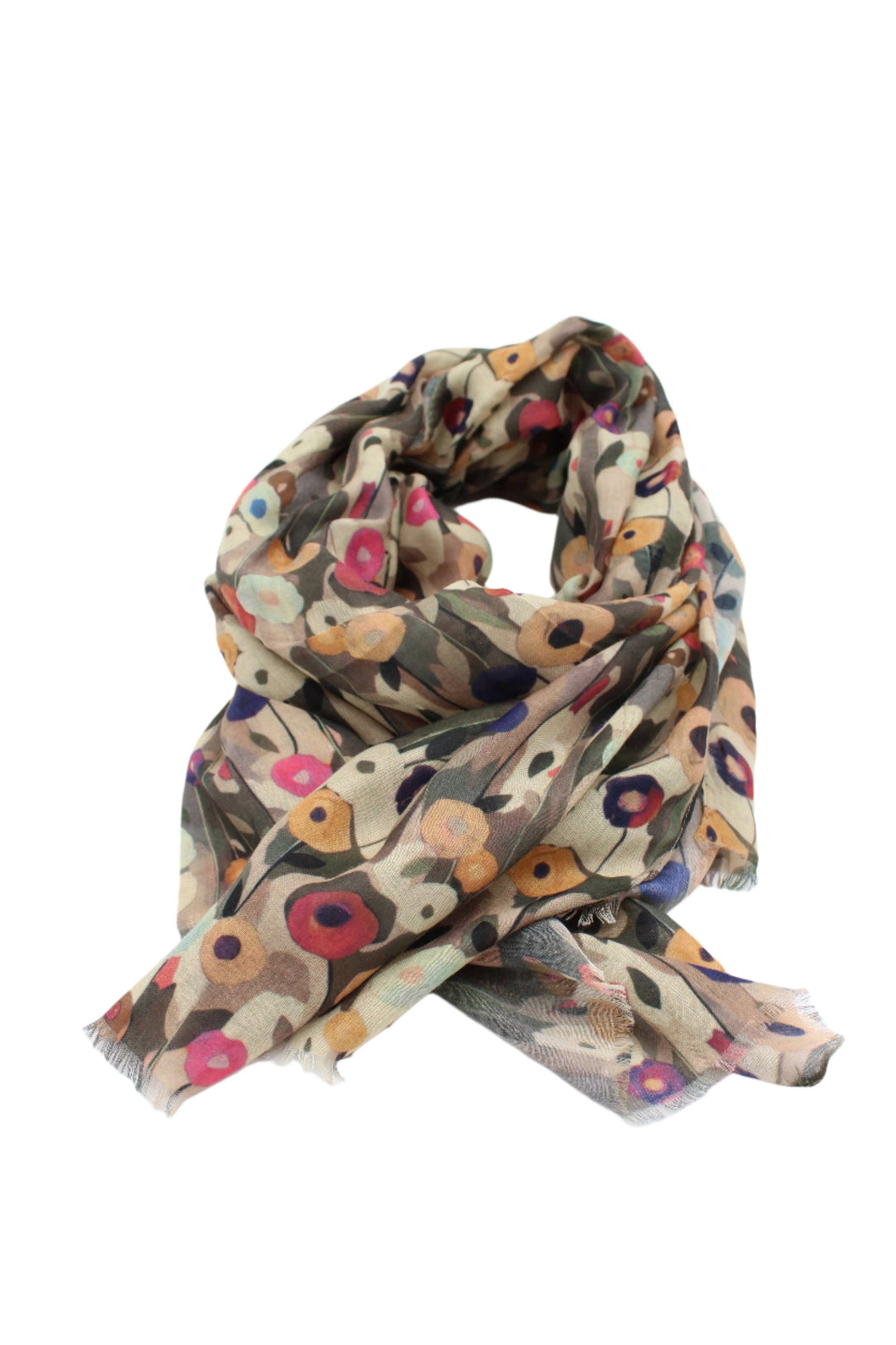Poppy Dreams Floral Print Scarf Wrap : Natural