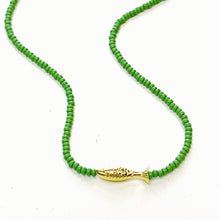 Lucky Fish Beaded Necklace: Dark Navy / 16 inch