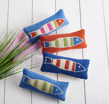 Blue Green Picket Fish Hook Pillow - Kate Nelligan