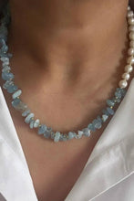 Baroque Pearl and Stone Chain Necklace: BLUE / One Size