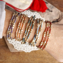 Layered Colorful and Gold Beaded Bracelets Sets: Red