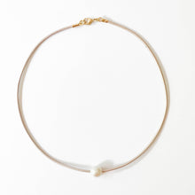 Adjustable Leather and Pearl Minimalist Necklace for Spring: Orange