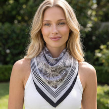 Paisley Houndstooth Satin Square Bandana Scarf: BK