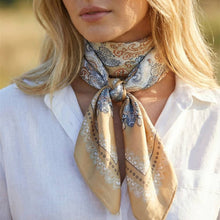 Ornate Paisley Medallion Print Satin Square Scarf: RD