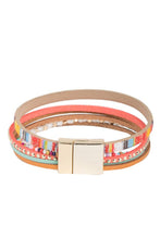 Curacao Colorful Leather Bracelet with Freshwater Pearls: Blue Combo