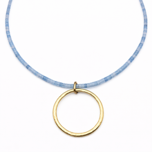 The Heishi "Big Gold" Necklace in Aquamarine: Aquamarine