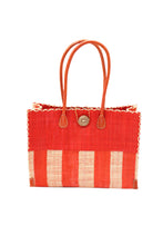 Zafran Two Tone Wide Stripe Straw Beach Bag: Small / Cappuccino Two Tone