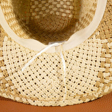 Two Tone Straw Braided Patches Cowboy Hat: KA