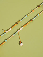 18K Handmade  Bohemian Beaded Stack Necklaces: Odette-Light Blue