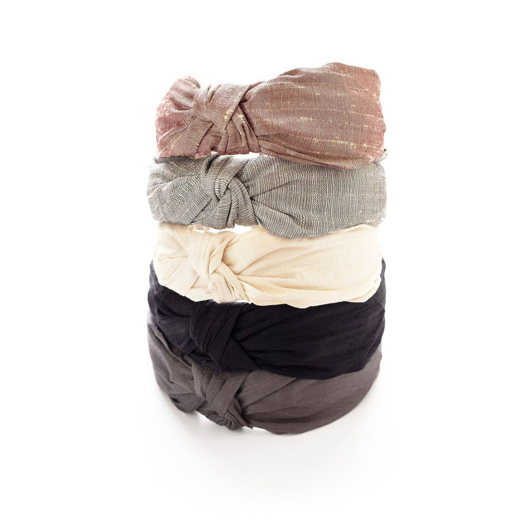 *Dupioni Silk - Neutral Palette - Side Bow Headband: Cream