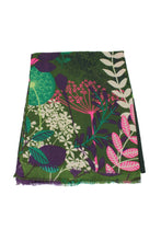 Tropical Forest Floral Print Scarf Wrap: Black & Wine