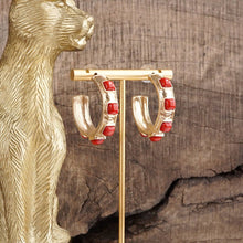 Celestial Glow – Fall Jeweled Hoop Earrings: Mustard
