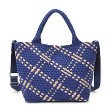 Sky's The Limit Medium Woven Neoprene Tote: Navy Nude