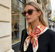 D2026-34 Silk-touch scarf 70x70 bandana print: Red