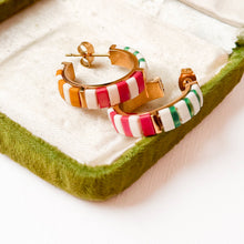 Small Handmade Gold Plated Cream Tila Bead Hoop Earrings