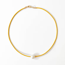 Adjustable Leather and Pearl Minimalist Necklace for Spring: Orange