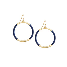 Threaded fish hook earring: Gold-navy