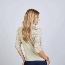Sophie Ruched Elbow-length Tee in Sand