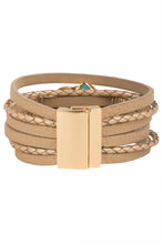Braided Turquoise Natural Stone Leather Bracelet: Sand