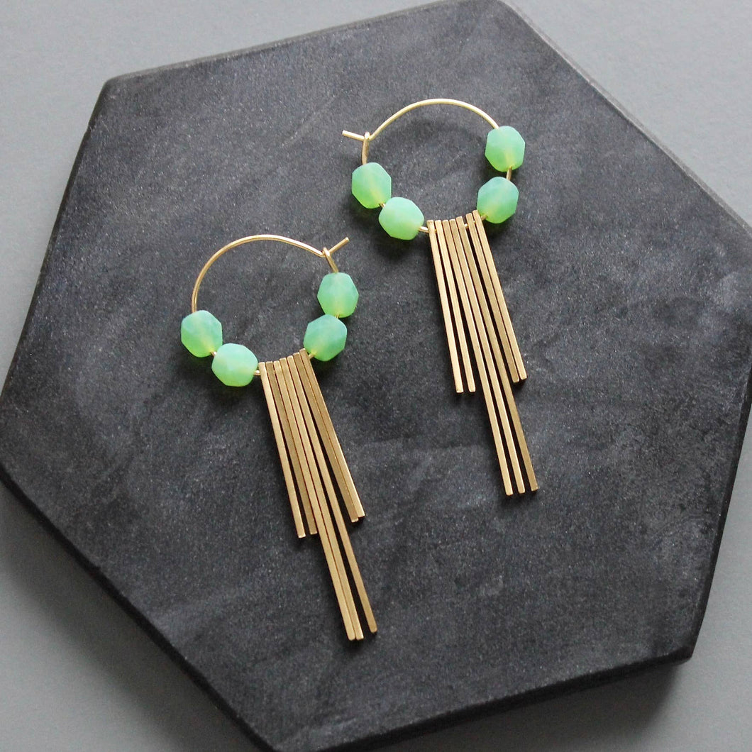 KYLE26 mint glass geometric hoop earrings