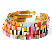 Colorful Tila Bead Cuff Gold Plated Adjustable Bracelet: Amalfi