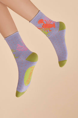 Lobster Buddies Ankle Socks - Lavender