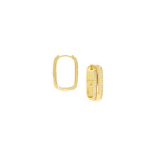 Cz lined paperclip link hoop: Gold clear