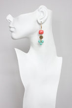Salmon and Turquoise Dangle Earrings