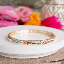 Stretchy Stackable Bangle Pearls and Rhinestones Gold or Silver Tone: Pearls and Crystals - Gold Tone
