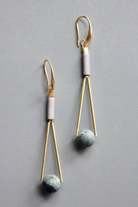 HYLE58 Gold-Plated Dangle Earrings with Magnesite & Jasper