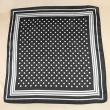 Polka Dot With Stripe Border Print Satin Square Scarf: GN