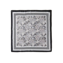 Paisley Houndstooth Satin Square Bandana Scarf: BK