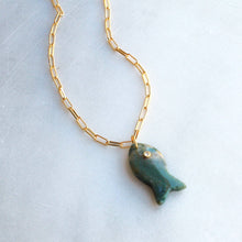 Large Gemstone Fish Pendant Necklace, Handmade, Fall Style: Blue Lapis / 16 inch